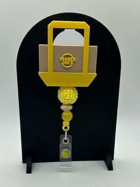 Yellow Beaded Badge Reel Lanyard